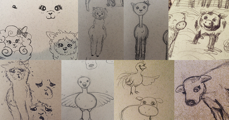 Sketches of farm animals