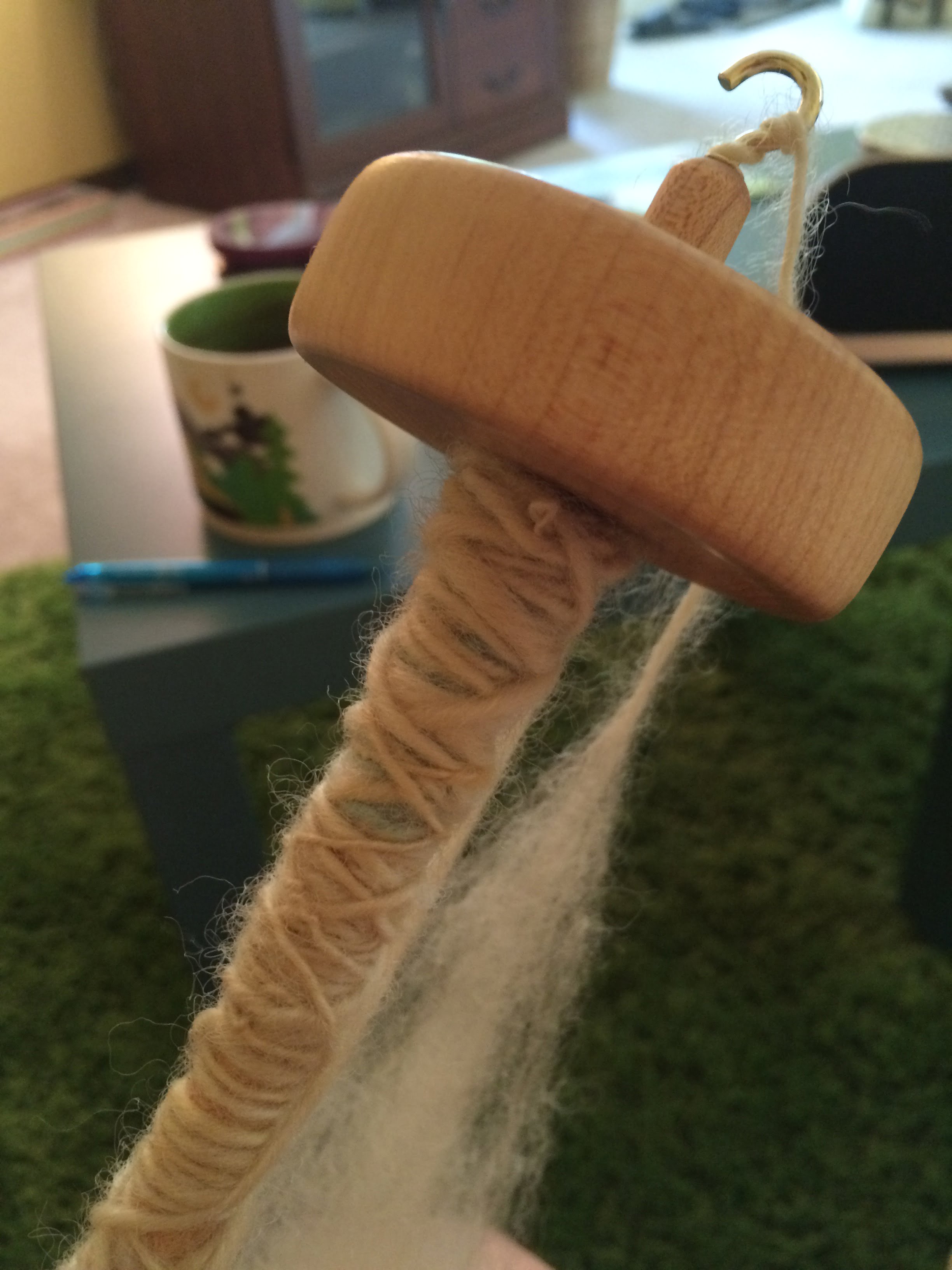 Hand spinning wool